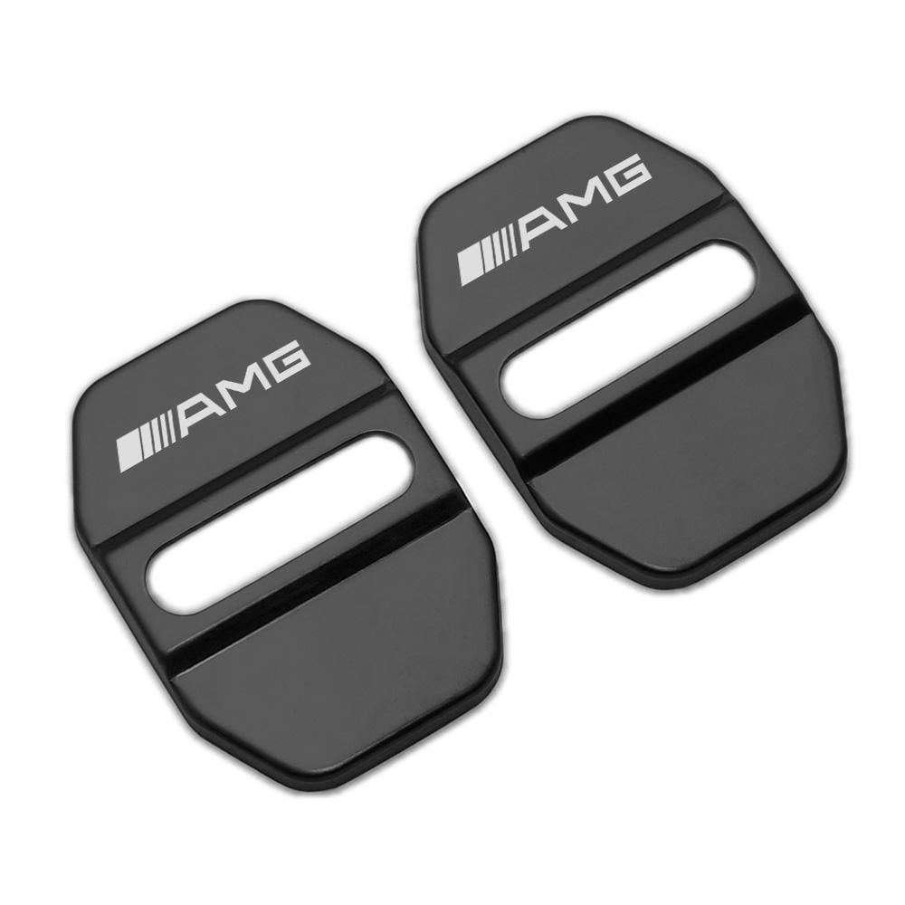 2pcs Black Chrome Stainless Steel Car Door Striker Cover Lock Buckle