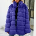 thumbnail image 2 of Juebong Women's Faux Fur Coat Overweight Thick Long Sleeve Shaggy Winter Jacket Extremely Cold Weather Warm Furry Open Front Parka Outerwear Blue,L, 2 of 7