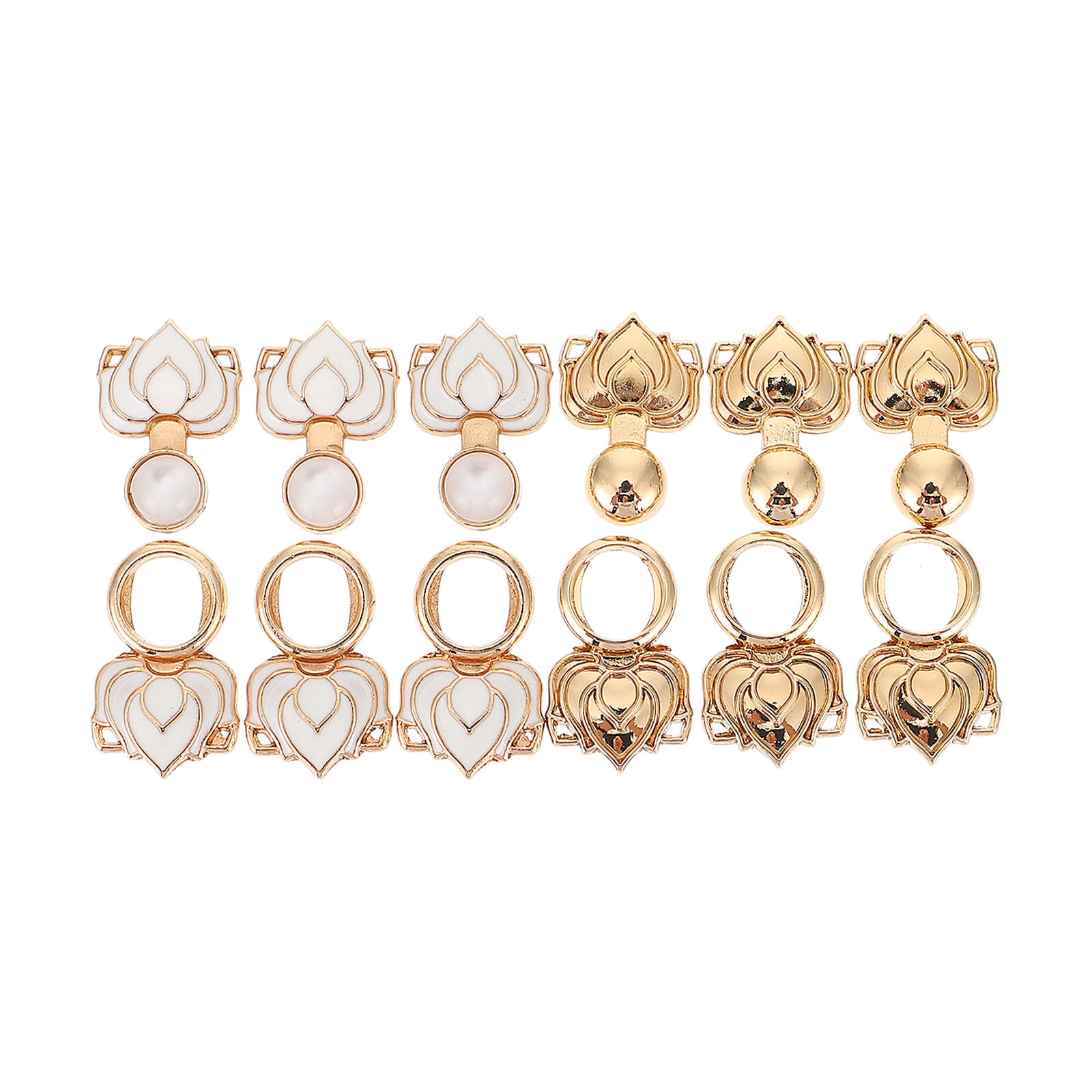 6 Pairs Clothes Buckles Flower Zinc Alloy Cloak Clasps DIY Dress