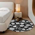 thumbnail image 3 of Black Flowers Round Area Rug 4 FT, Non Slip Indoor Outdoor Rug, Watercolor Vintage Floral Leaves Country Washable Soft Circular Carpet Non-Shedding Floor Mat for Coffee Table Nursery Foyer Balcony, 3 of 8