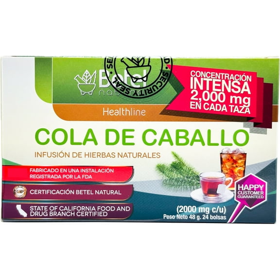 Cola de Caballo (Horsetail) Tea by Betel Natural - Healthy Nails, Hair, Skin - 24 Tea Bags