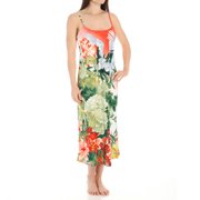 Women's Natori Sleepwear Y73009 Birds of Paradise Silky Charmeuse Nightgown (Coral XL)