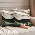 thumbnail image 3 of 2 Pack Outdoor Waterproof Throw Pillow Covers,Modern Khaki Green Wave Texture Decorative Square Patio Pillowcases for Chair Couch Sofa 16x16in, 3 of 9