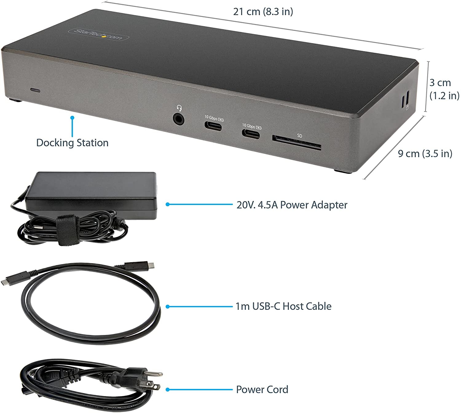 StarTech 100W USB-C Triple 4K Monitor Docking Station with DP 1.4 DK31C2DHSPD