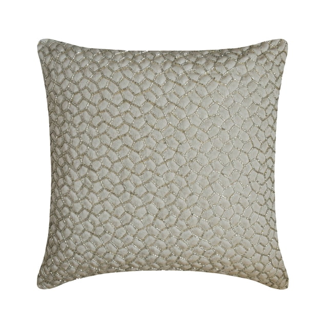 The HomeCentric Decorative Grey 12"x12" (30x30 cm) Throw Pillow Covers, Suede Mosaic, Beaded Embroidery & Textured Throw Pillows For Sofa, Abstract Pattern Modern Style - Mosaic Weaver