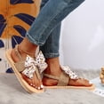 thumbnail image 4 of Bow Flats Flip Flop Sandals for Women Girls 2025 Summer Beach Casual Straw Sole Thong Dressy Sandals, 4 of 7