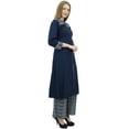 thumbnail image 6 of Phagun Women's Navy Blue A-Line Kurti Kurta Dress With Palazzo Indian Clothing-18, 6 of 7