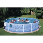 Blue Wave Samoan Oval 52 In Deep 8 In Top Rail Metal Wall Swimming Pool Package Walmart Com Walmart Com