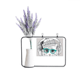 thumbnail image 1 of Headset Woolen hat White Cat proteger animal mascota amante Tarjeta de jarrón de lavanda artificial, 1 of 3