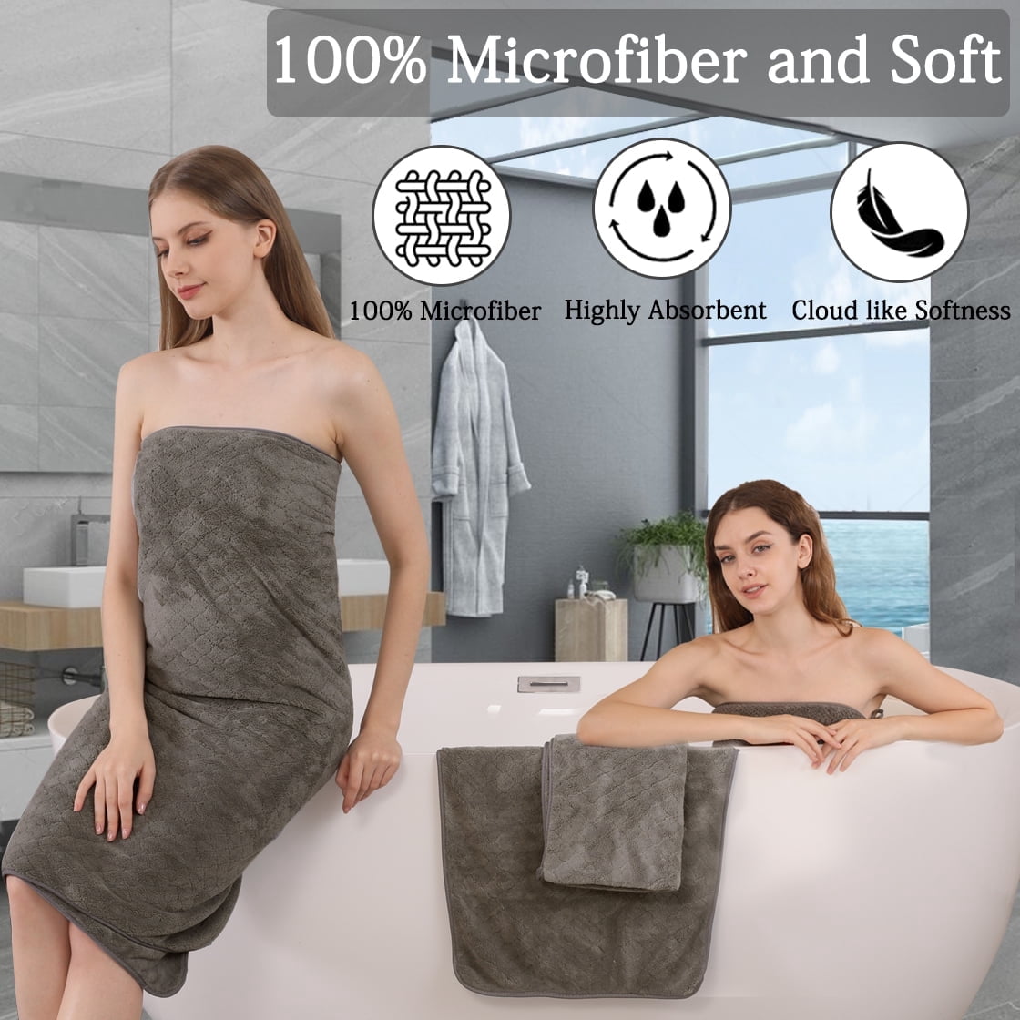 COVINA Home 4-Pack Bath Towel Set Microfiber Bathroom Towel Set Ultra Soft Plush Oversized Towels Adult Luxury Bath Sheet