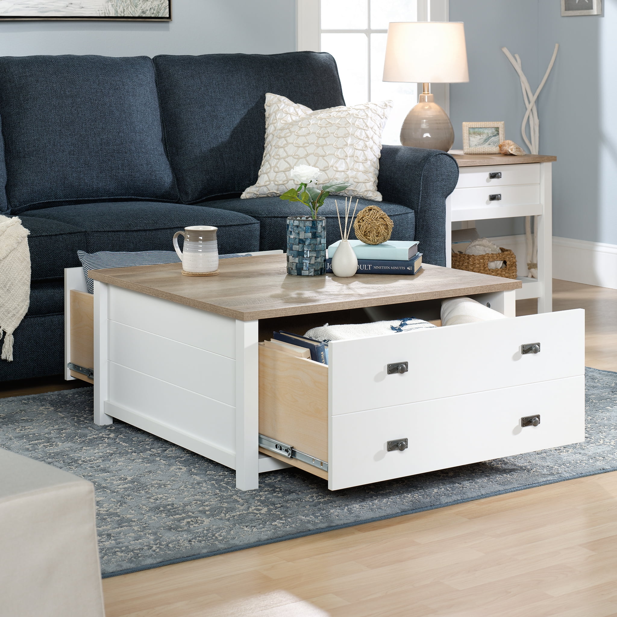 Sauder Cottage Road Storage Coffee Table, Soft White Finish - Walmart.com
