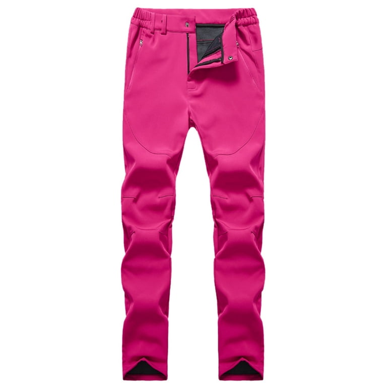 Women's Pant Women's Soild Color Hiking Trousers Windproof Work Trousers  Warm Lined Trekking Trousers With Pockets Women's Outdoor Fitness Softshell  Trousers Hot Pink M 