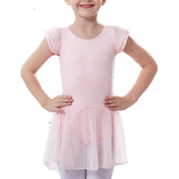 VINGT ANS Girls Ballet Cotton Leotards with Skirt Ruffle Sleeves Dance Dresses Tutu Ballerina Outfit