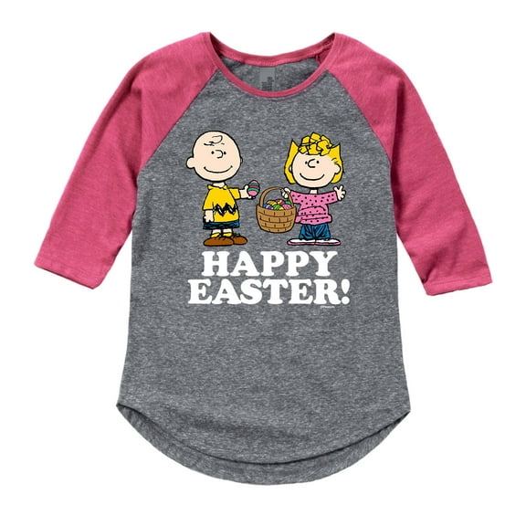 Peanuts - Happy Easter - Girls Shirt Tail Raglan