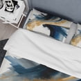 thumbnail image 4 of Designart "Swirling Blue and Gold Abstraction I" Modern Bedding Covert Set - Abstract Spirals Blue Abstract Bed Set With 2 Shams, 4 of 6