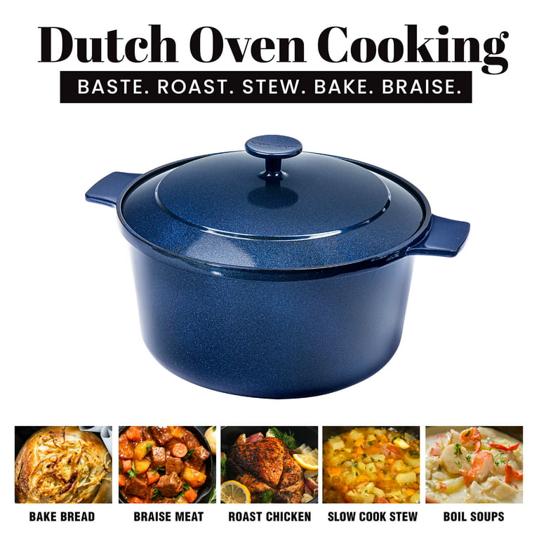 Granitestone Dutch Oven, 5 Quart Ultra Nonstick Enameled Lightweight  Aluminum Dutch Oven Pot With Lid, Round 5 Qt. Stock Pot, Dishwasher & Oven  Safe, Induction Capable, Healthy 100% Pfoa Free, Blue & Reviews