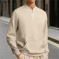 thumbnail image 2 of Atogsazn Men's 1/4 Zip Sweatshirt Casual Long Sleeve Pullover Jogger Sweatshirts Fall Outfit Clothing Khaki XXXL Fashion, 2 of 6