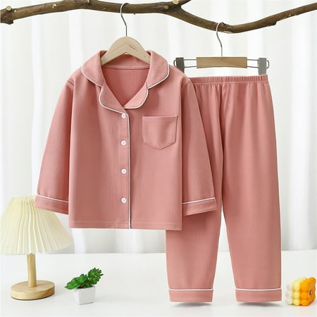 

Babysbule New Arrivals Toddler Baby Kids Boys Girls Tracksuit Solid Color Long Sleeve Button Thin Velvet Homewear Sets
