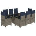 thumbnail image 2 of vidaXL 9 Piece Patio Dining Set with Cushions Gray Poly Rattan, 2 of 6