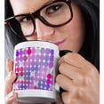 thumbnail image 2 of 3drose, Purple, Pink and Burnished Red Tilted Large Dots, 11oz Two-tone Black Mug, 2 of 6