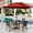 Black & Red, variant on SUMMIT LIVING 6-Piece Outdoor Patio Dining Set with 10 ft Umbrella, Metal Steel Square Table & 4 Stackable ArmChairs with Cushions, Black & Navy-blue