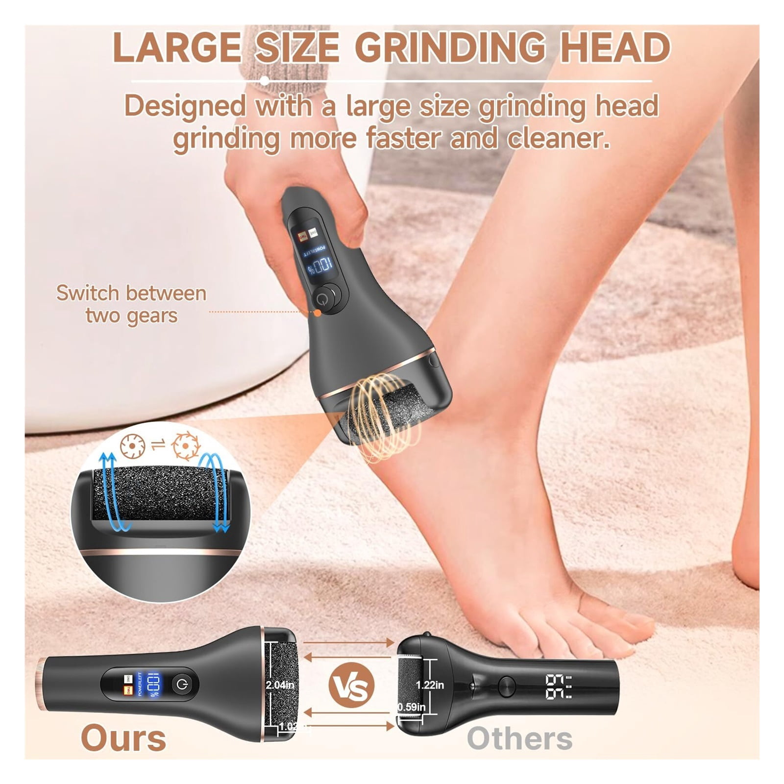 Electric Callus Remover for Feet,Rechargeable Portable Electronic Foot File Pedicure Kits,Professional Waterproof Pedi Feet Care Tools Wet&Dry Foot Scrubber File Perfect for Hard Cracked Dry Dead Skin
