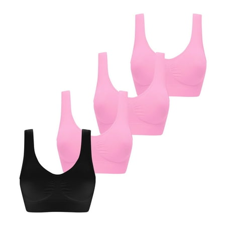 Mrat Bras for Women Wirefree Bralette 4pc Womens Wireless Seamless Bras Push up Bras Wirefree Bralettes T Shirt Bra Bra Yoga Workout Crop Tops S-48 Black M