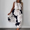 thumbnail image 2 of JLFKNG Leisure Ladys Dresses Floral Printed Loose Fit Pleated Dress Elegant O Neck Sleeveless Ankle Length Daily Wear, 2 of 5