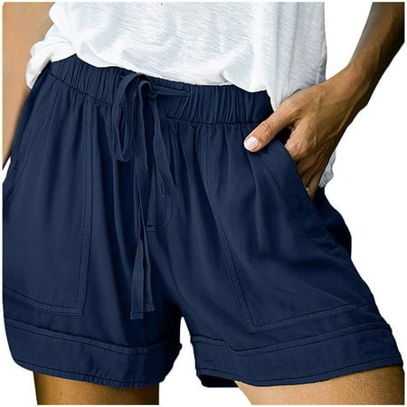 

Frostluinai Savings Clearance Womens Plus Size Shorts Summer Comfy Drawstring Casual Elastic Waist Loungewear Pants Pajama Shorts w/ Pocket Beach Lightweight Short Lounge Pant