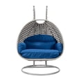 thumbnail image 6 of LeisureMod Mendoza Light Gray Wicker Hanging 2 Person Egg Swing Chair with Stand & Blue Cushions, 6 of 10