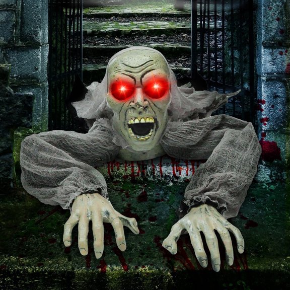Joyfy Halloween Groundbreaker Halloween Decorations Zombie with Sound and Flashing Eyes,Outdoor Scary Halloween Yard Decorations