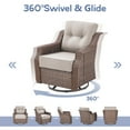 thumbnail image 3 of PARKWELL 3-Piece Outdoor Swivel Rocker Chair with Side Table,All-Weather Rattan Swivel Glider Rocking Lounge Chair,Patio Bistro Set for Porch Deck Backyard,Brown/Beige, 3 of 9