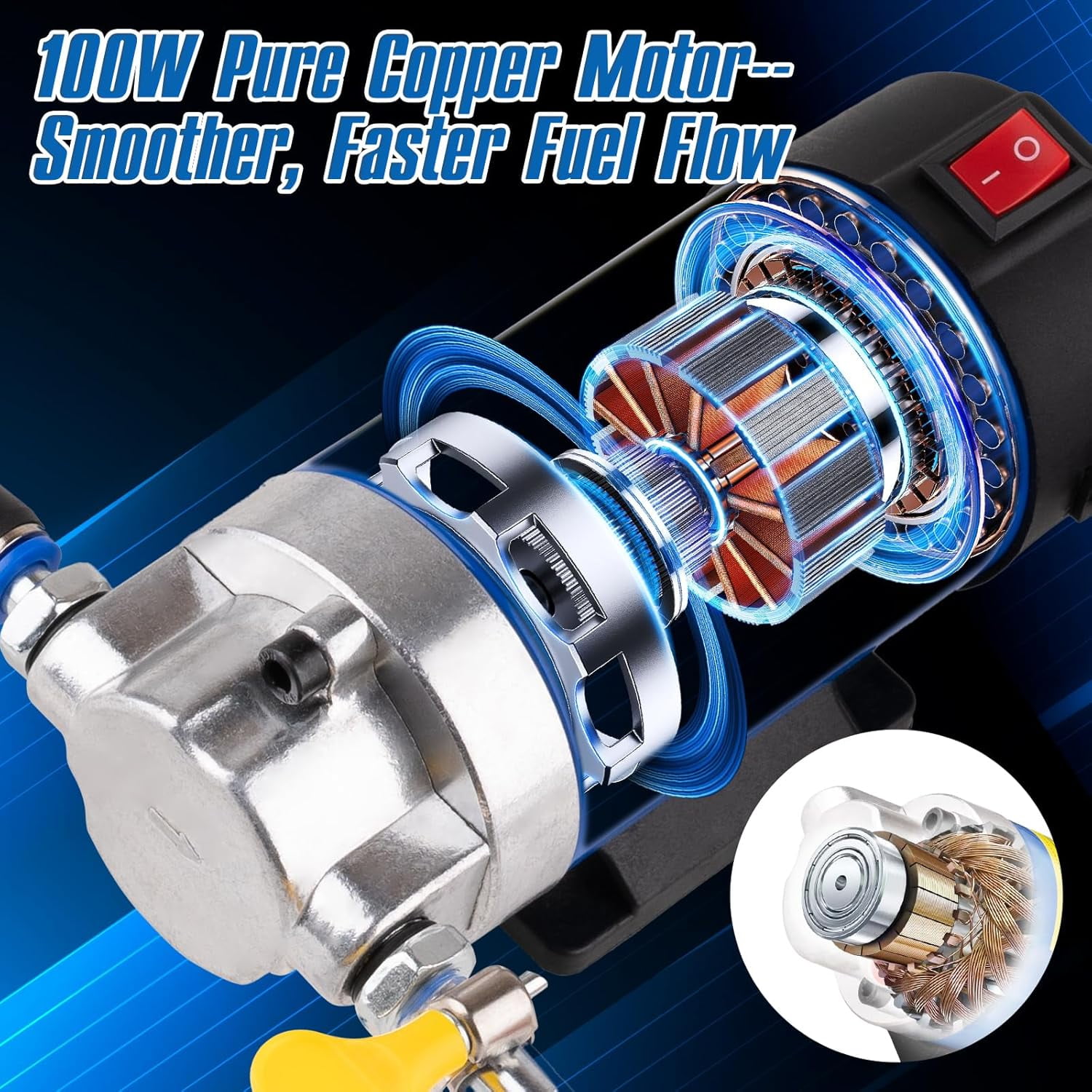 Rongsi Oil Extractor Pump,12V 100W, Engine Oil Pump for Oil Change, Fluid Transfer Pump for Engine Oil, Gear Oil, Transmission Fluid Change, Self-Priming Electric Fluid Transfer Pump for Car, Mower