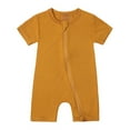 thumbnail image 2 of Summer Rompers For Girls Solid Zipper Sleeper Short Sleeve Jumpsuit Onesie Outfits Yellow Boy Girl Bodysuit Clothes, 2 of 7