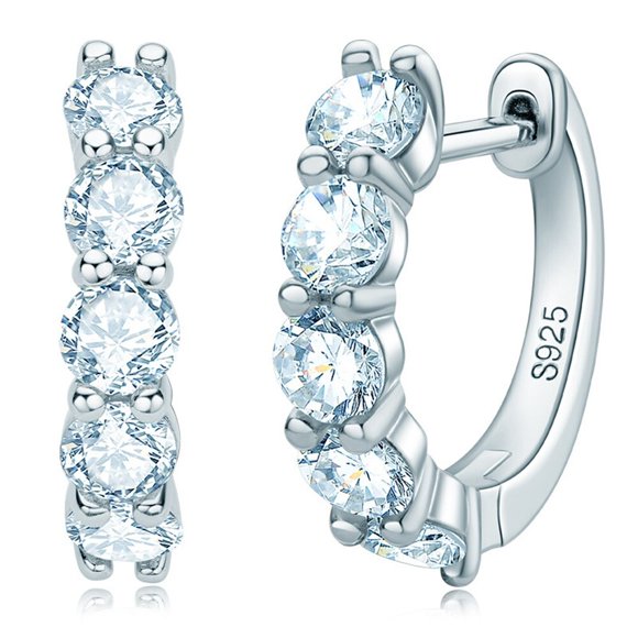 925 Sterling Silver VVS D Color 3.5MM Real Moissanite Diamonds Gemstone Hoop Earrings Fine Jewelry