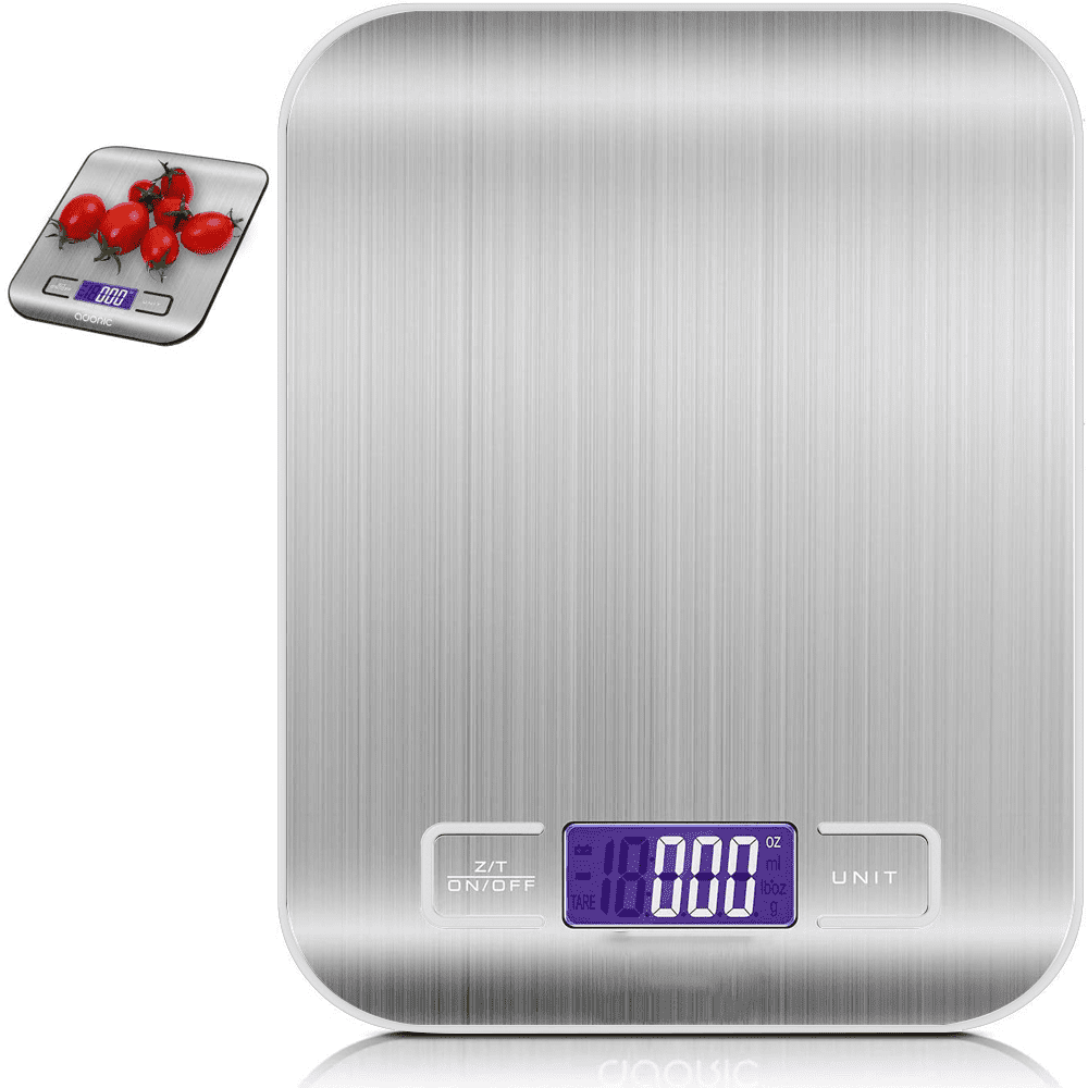 Digital Kitchen Scale Multifunction Food Scale 11 lb/5 kg Silver Stainless Steel 