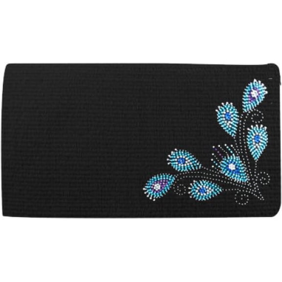 Showman 38" x 34" Wool Saddle Blanket w/ Peacock Feather Design