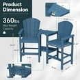 thumbnail image 6 of SERWALL Tall Adirondack Chairs Set of 2 with Double Layer Connecting Tray, HDPE Bar Height Outdoor Chairs, for Patio, Balcony, Porch, Pool, Navy, 6 of 9