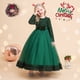 thumbnail image 1 of ER 1 pieza de vestido navideño de manga larga para niñas, vestido de princesa con poncho de lentejuelas (verde) Rojo Verde, 1 of 5