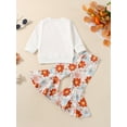 thumbnail image 4 of Bagilaanoe 2pcs Toddler Baby Girl Long Pants Set Letter Print Long Sleeve Sweatshirt Tops + Flower Print Flare Trousers 6M 12M 18M 24M 3T 4T 5T Kids Casual Outfits, 4 of 9