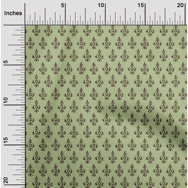 oneOone Cotton Poplin Light Green Fabric Floral Block Sewing Material Print Fabric By The Yard 42 Inch Wide