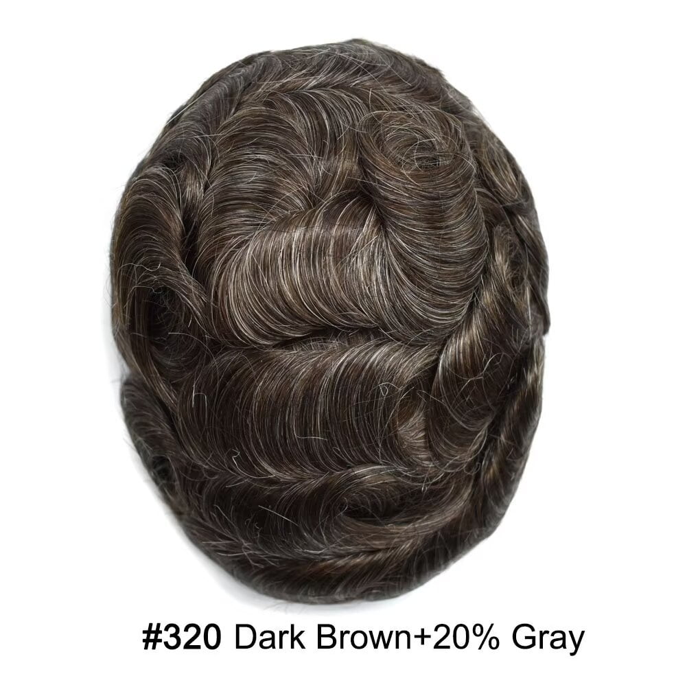 LYRICAL HAIR Toupee for Men 0.04-0.06mm Ultra Thin Skin Mens Toupee Hairpiece Human Hair Replacement Systems All V-Looped PU Toupee Hair for Men Natural Hairline Mens Hair Wig Units
