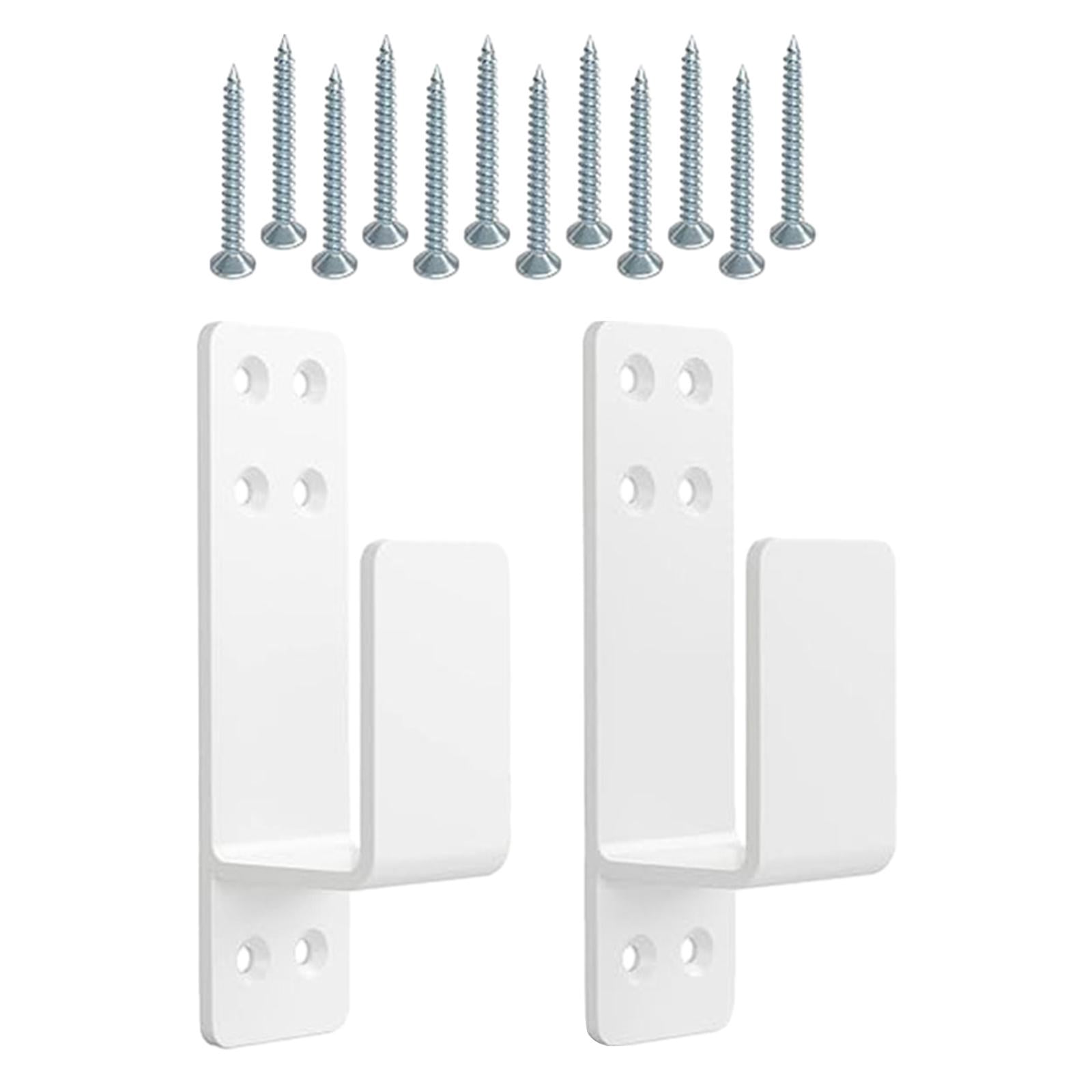 Door Barrier Brackets, Drop Open Bar Holder, 2pcs U Shape Fits 2x4 Lumber Door Bar Brackets for Barn Door Reinforcement White