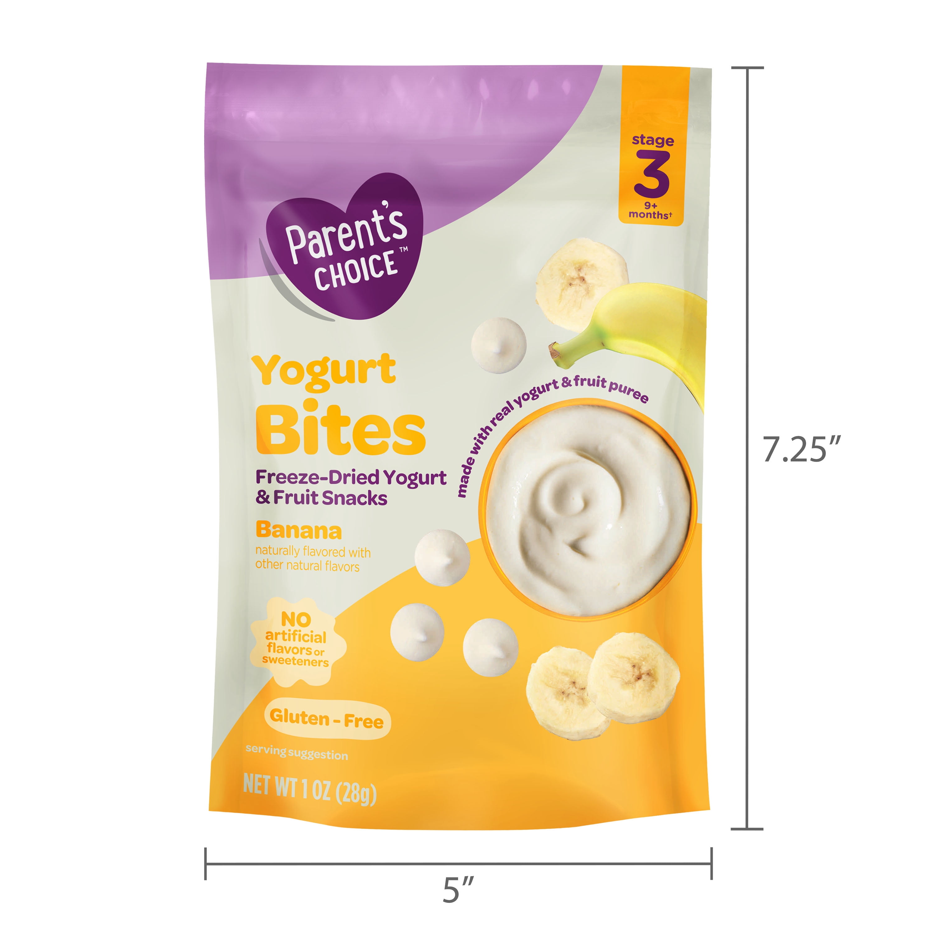 (2 pack) Parent’s Choice Stage 3 Toddler Yogurt Bites Snack, Banana, 1 oz Pouch