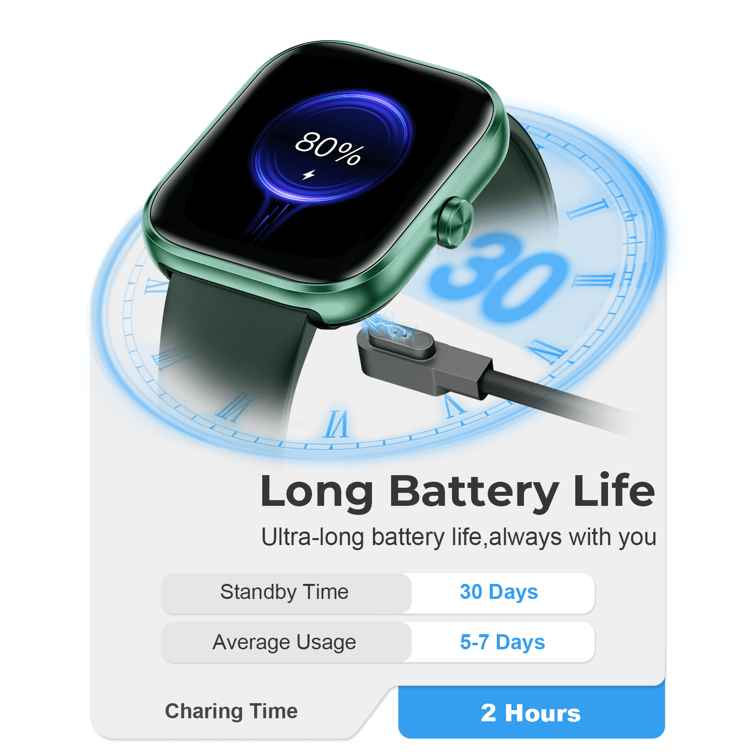 Smart Watch for Men Women, 1.83" HD Touchscreen Fitness Watch with Bluetooth Call, 110+ Sport Modes, Green