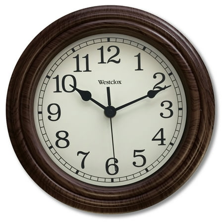 Westclox 10" Woodgrain Finish Distressed Dial Wall Clock
