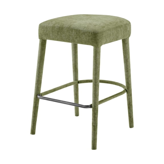 NPD Furniture Rylee KD Chenille Backless Counter Stool in Green (Set of 2)