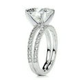 thumbnail image 2 of Blue Jewel 2.2 Ct Cushion Cut Diamond Ring – Two Eternity Band Style – Prong Set Lab-Created Simulated Diamond – Polished 14K White Gold Plated – Perfect Engagement Gift for Her, 2 of 6