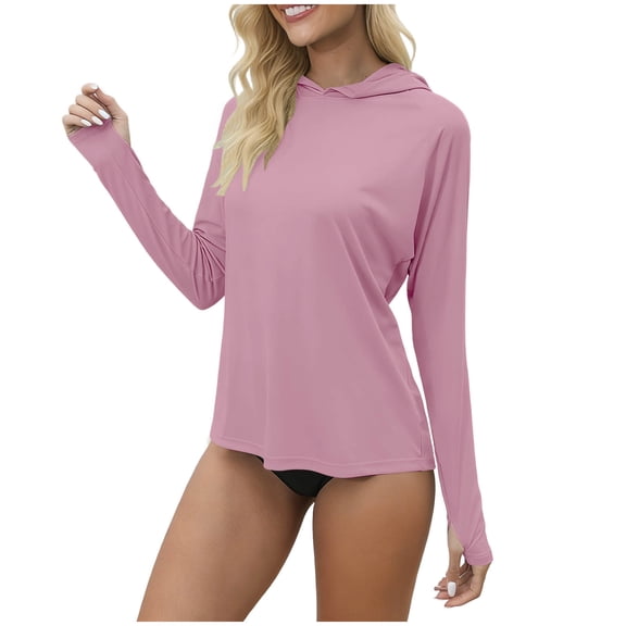 RQYYD Rash Guard for Women with Hood Long Sleeve Hoodie Swim Shirts for Women Quick Dry UPF 50 SPF Sun UV Protection