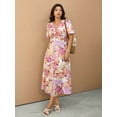 thumbnail image 5 of Plus Size Casual Vacation Floral Twist Knot Midi Dress, 5 of 6